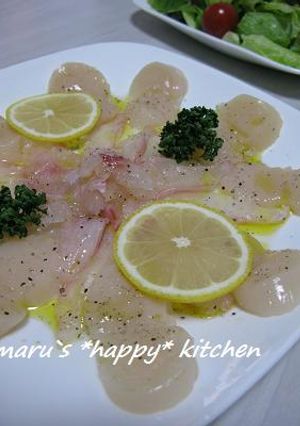 ホタテと鯛のカルパッチョ～にんにく風味～-レシピのメイン写真