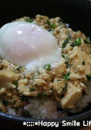 朝ごはんにも♪春菊と豆腐の甘辛丼☆-レシピのメイン写真