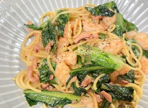 えびとレタスのイカの塩辛パスタ-レシピのメイン写真
