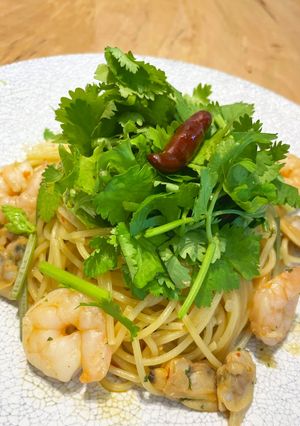 パクチーとエビのペペロンチーノ-レシピのメイン写真