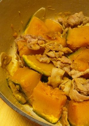 ルクで☆かぼちゃと豚肉の炒め煮カレー風味-レシピのメイン写真