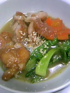 鶏とチンゲンサイの梅煮-レシピのメイン写真