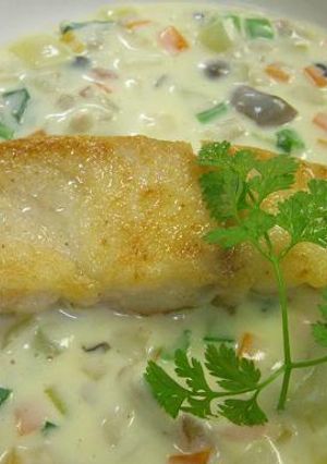 白身魚のソテー　チャウダースープ仕立て-レシピのメイン写真