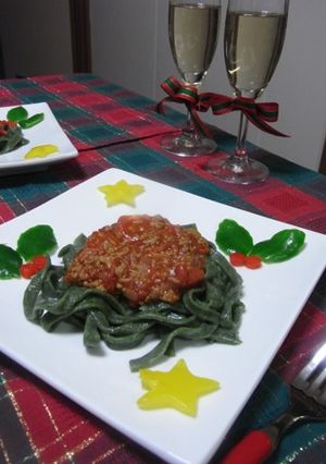 クリスマスのほうれん草手打ちパスタ-レシピのメイン写真