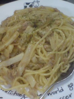 ツナと長いものにんにくバター醤油パスタ-レシピのメイン写真