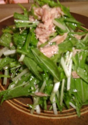 ツナ缶まるごと♪水菜サラダ-レシピのメイン写真
