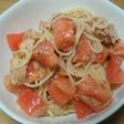 トマトとツナの梅ドレでサラスパin鰹節