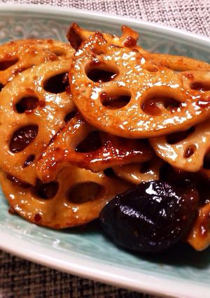 れんこんと椎茸の甘辛酢炒め-レシピのメイン写真