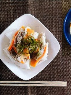 野菜の皮の担々麵・豚と野菜のミルフィーユ-レシピのメイン写真