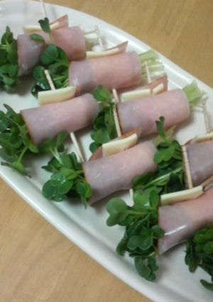 おつまみ★ハムとチーズのカイワレ巻き-レシピのメイン写真