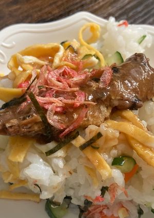 ちらし寿司2　いわしの蒲焼き缶-レシピのメイン写真