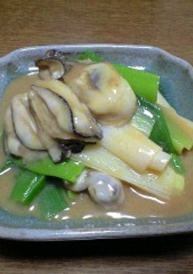 牡蠣とねぎの酢味噌和え-レシピのメイン写真