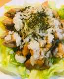 鶏肉とオクラ＆ゴーヤー炒め/おろし添え