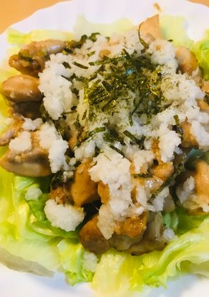 鶏肉とオクラ＆ゴーヤー炒め/おろし添え-レシピのメイン写真