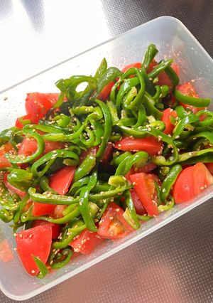 ピーマンとトマトの鶏ガラ出汁の和え物-レシピのメイン写真