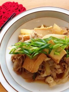 節約!豚こまと厚揚げのすき焼き風-レシピのメイン写真