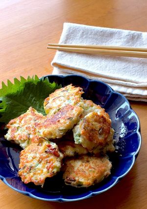 *ポリモチ食感!鶏ひき肉と蓮根の落とし焼き*-レシピのメイン写真