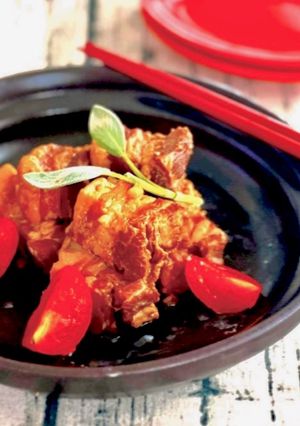 圧力鍋★豚バラ肉と長葱で簡単!豚の角煮-レシピのメイン写真