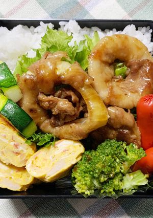 6/5ﾖｯﾁｬﾝ☆新玉豚肉巻き弁当-レシピのメイン写真