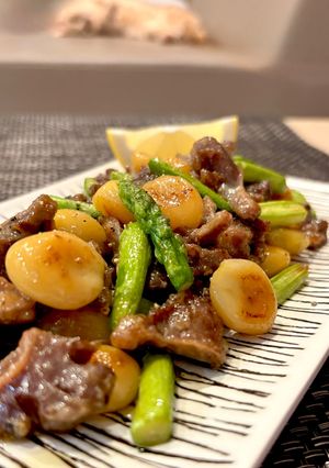 砂肝とアスパラのにんにく塩バター炒め-レシピのメイン写真