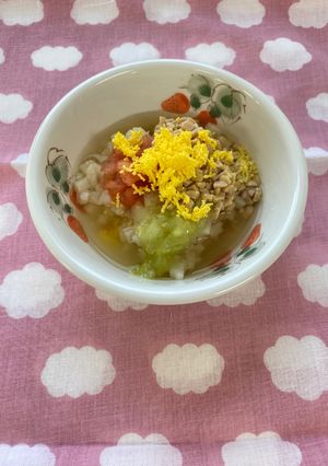 納豆と野菜のサラダうどん＊幼児食-レシピのメイン写真