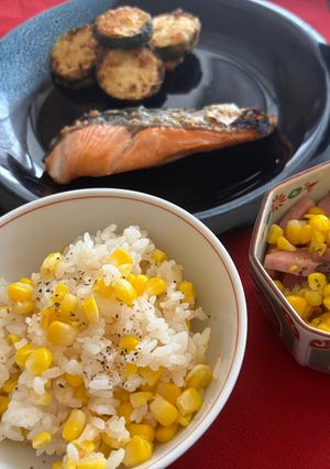 とうもろこしご飯とペペロン炒め-レシピのメイン写真