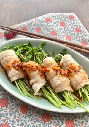 豆苗の冷しゃぶ〜ピリ辛あまじょっぱダレ〜-レシピのメイン写真