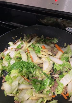 白菜とひき肉の晩ごはん-レシピのメイン写真