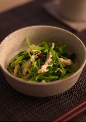 豆苗とささみのピリ辛味噌和え-レシピのメイン写真