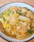 白菜と鶏ひき肉のピリ辛あんかけ