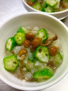 オクラとなめこのみぞれ和え。-レシピのメイン写真