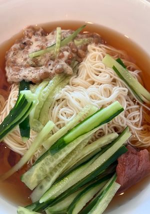 さっぱり梅きゅう納豆そうめん-レシピのメイン写真