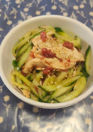 さっぱり＆レンジで簡単🌟梅ささみきゅうり🐔🥒-レシピのメイン写真