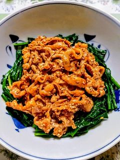 簡単ランチ!法蓮草と新玉ねぎの豚丼-レシピのメイン写真