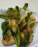 鶏胸肉とピーマン青梗菜の梅和風炒め