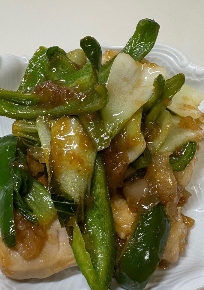 鶏胸肉とピーマン青梗菜の梅和風炒め-レシピのメイン写真