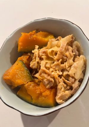 簡単！！かぼちゃと豚肉の煮物-レシピのメイン写真