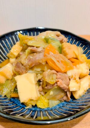 【給食】厚揚げと豚肉のカレー炒め-レシピのメイン写真