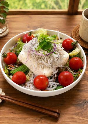 時短＆簡単☆豆腐＆シラス＆水菜のサラダ♪-レシピのメイン写真