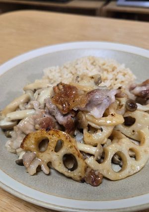 レンコンと豚こま肉の柚子胡椒マヨ炒め-レシピのメイン写真