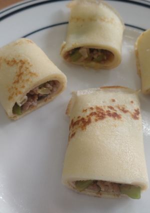 野沢菜とキノコのそぼろクレープ-レシピのメイン写真