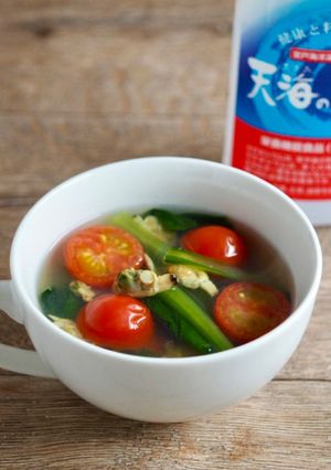 あさりと小松菜とミニトマトのコンソメスープ-レシピのメイン写真