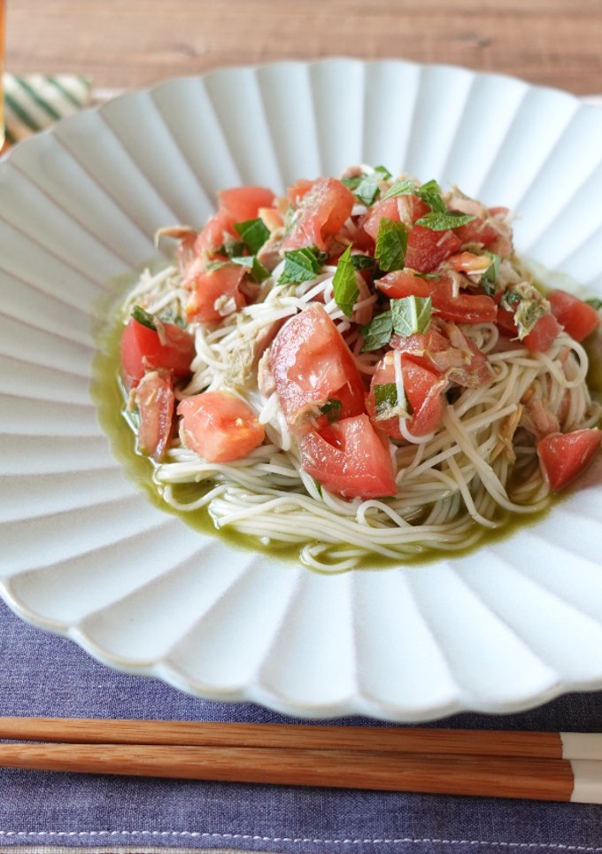 トマトとツナの冷やしそうめん-レシピのメイン写真