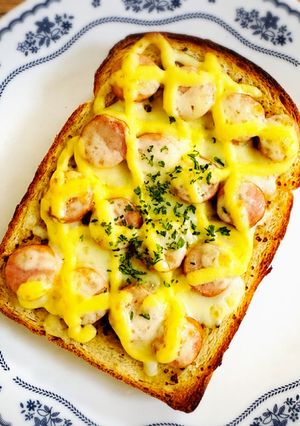 朝食ランチ♡粒マスタードウインナーチーズトースト-レシピのメイン写真