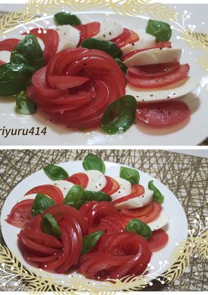 お花のトマトのカプレーゼ-レシピのメイン写真