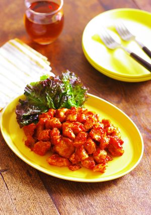 レンジで鶏むね肉の甘辛酢ケチャップチキン-レシピのメイン写真