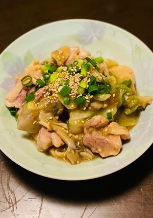 ワンボウルレンジ白菜と鶏もも肉のあんかけ-レシピのメイン写真