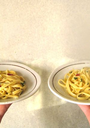 手作りパスタのペペロンチーノで食べ比べ-レシピのメイン写真
