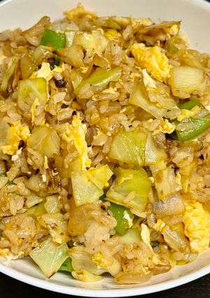 平日1人飯：春野菜の彩り黄金チャーハン-レシピのメイン写真