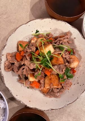 節約!豚こま肉と厚揚げの味噌バター炒め-レシピのメイン写真